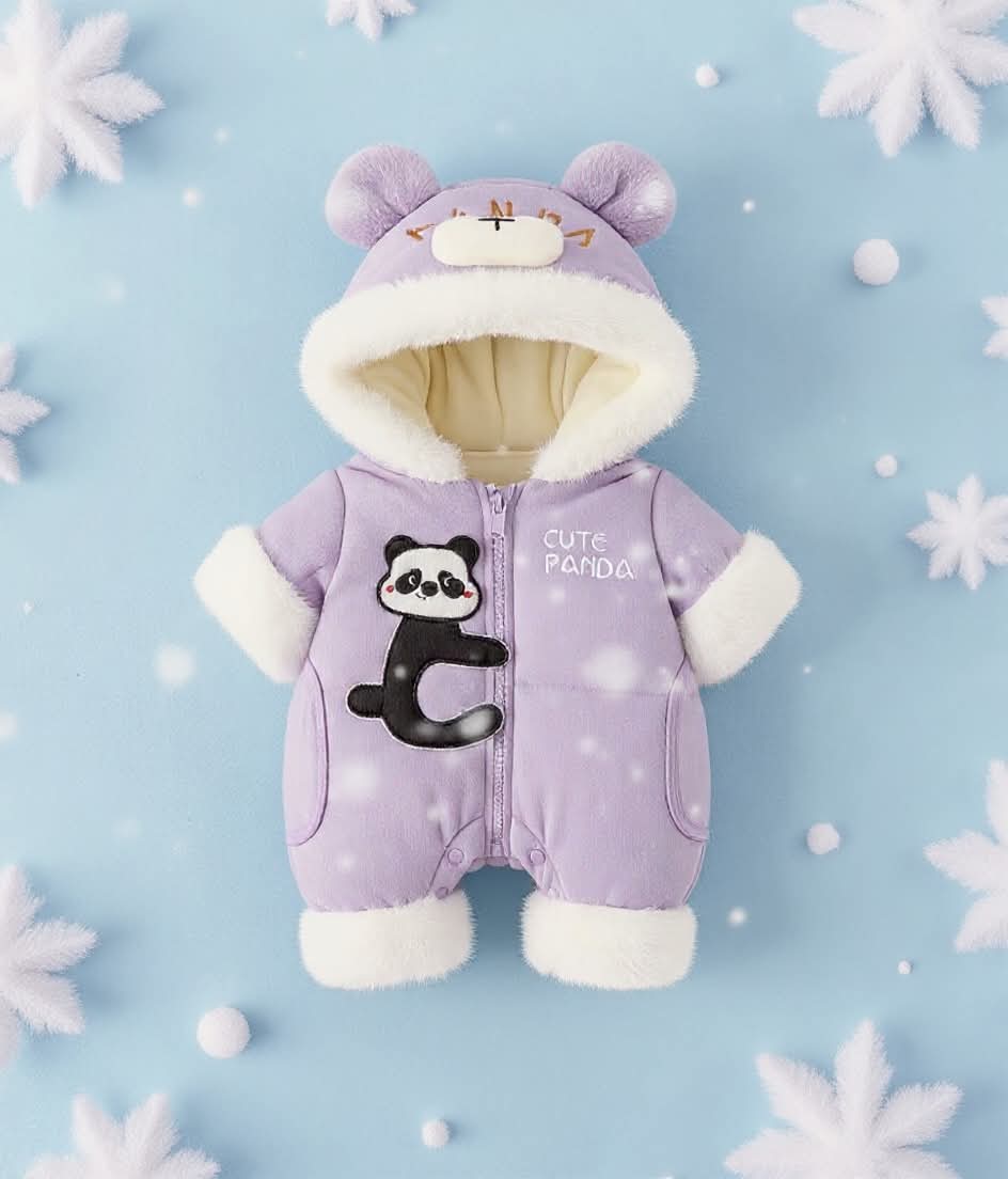 Premium 1-Piece "Cute Panda" Hooded Romper – Ultra-Soft All-Season Jumpsuit for Babies!