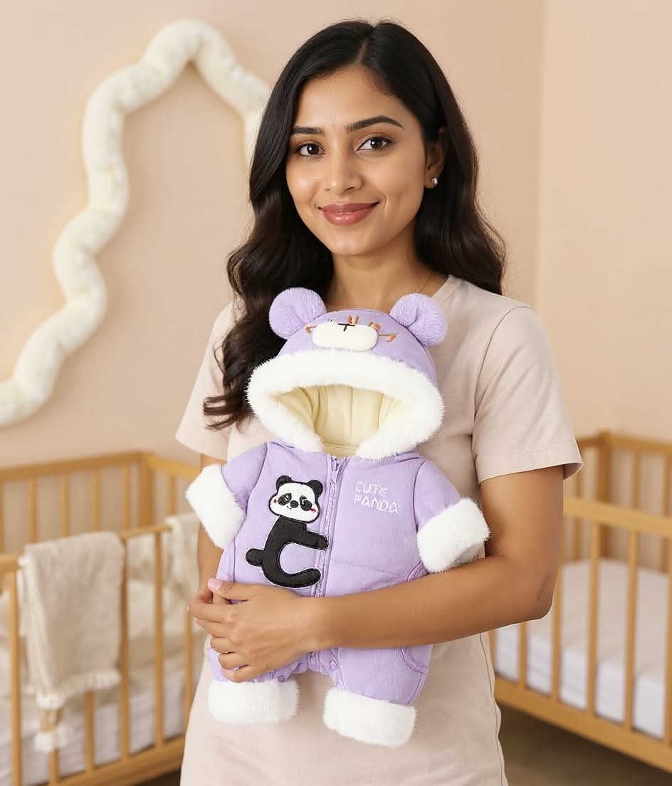 Premium 1-Piece "Cute Panda" Hooded Romper – Ultra-Soft All-Season Jumpsuit for Babies!