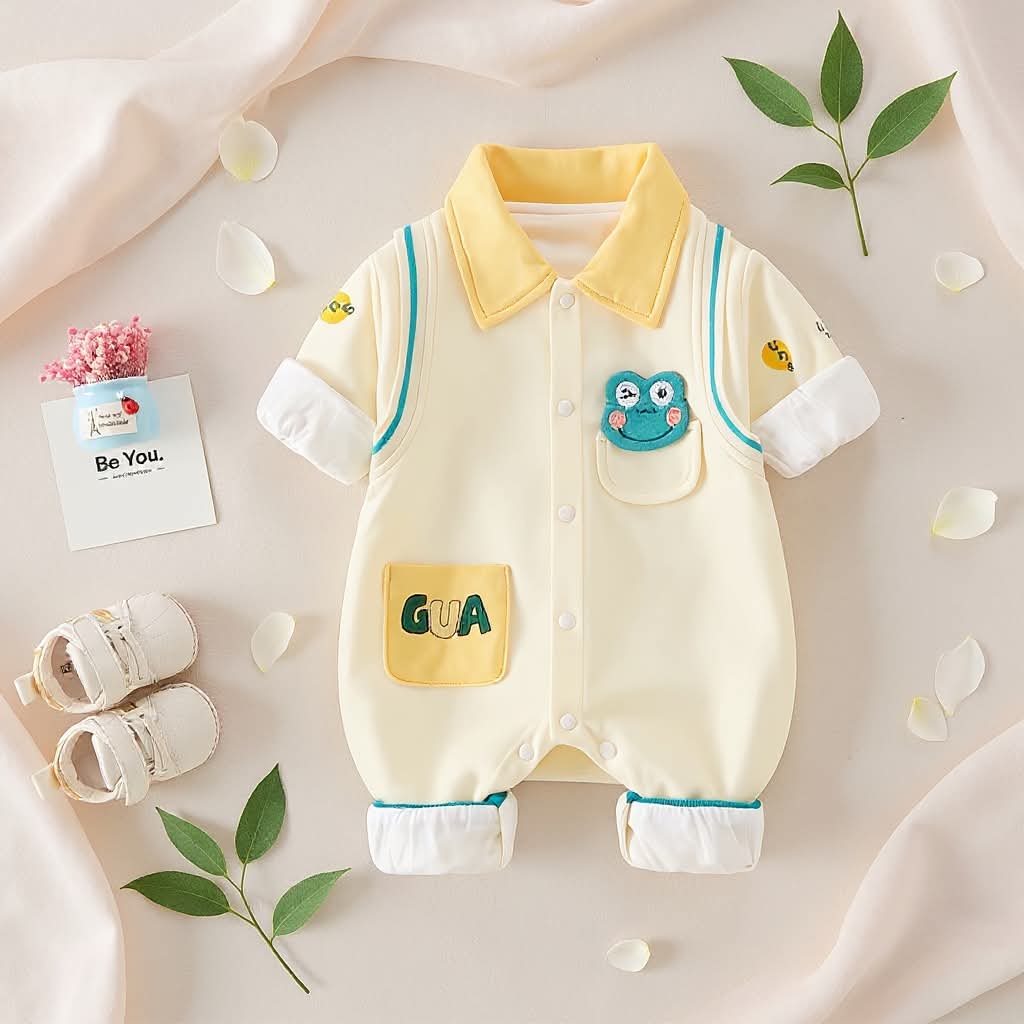 🐸 Cute  Baby Romper – Soft Cotton Jumpsuit 👶✨
