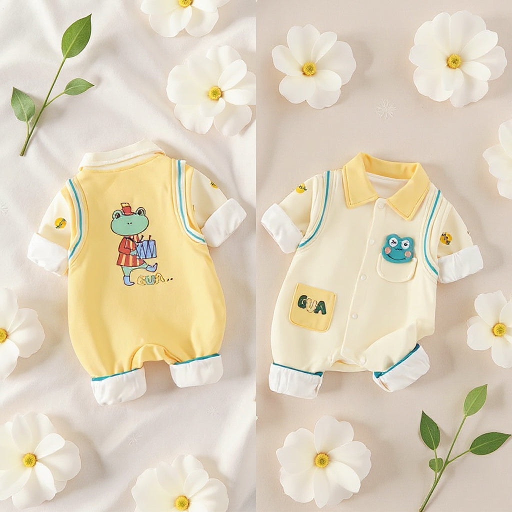 🐸 Cute  Baby Romper – Soft Cotton Jumpsuit 👶✨