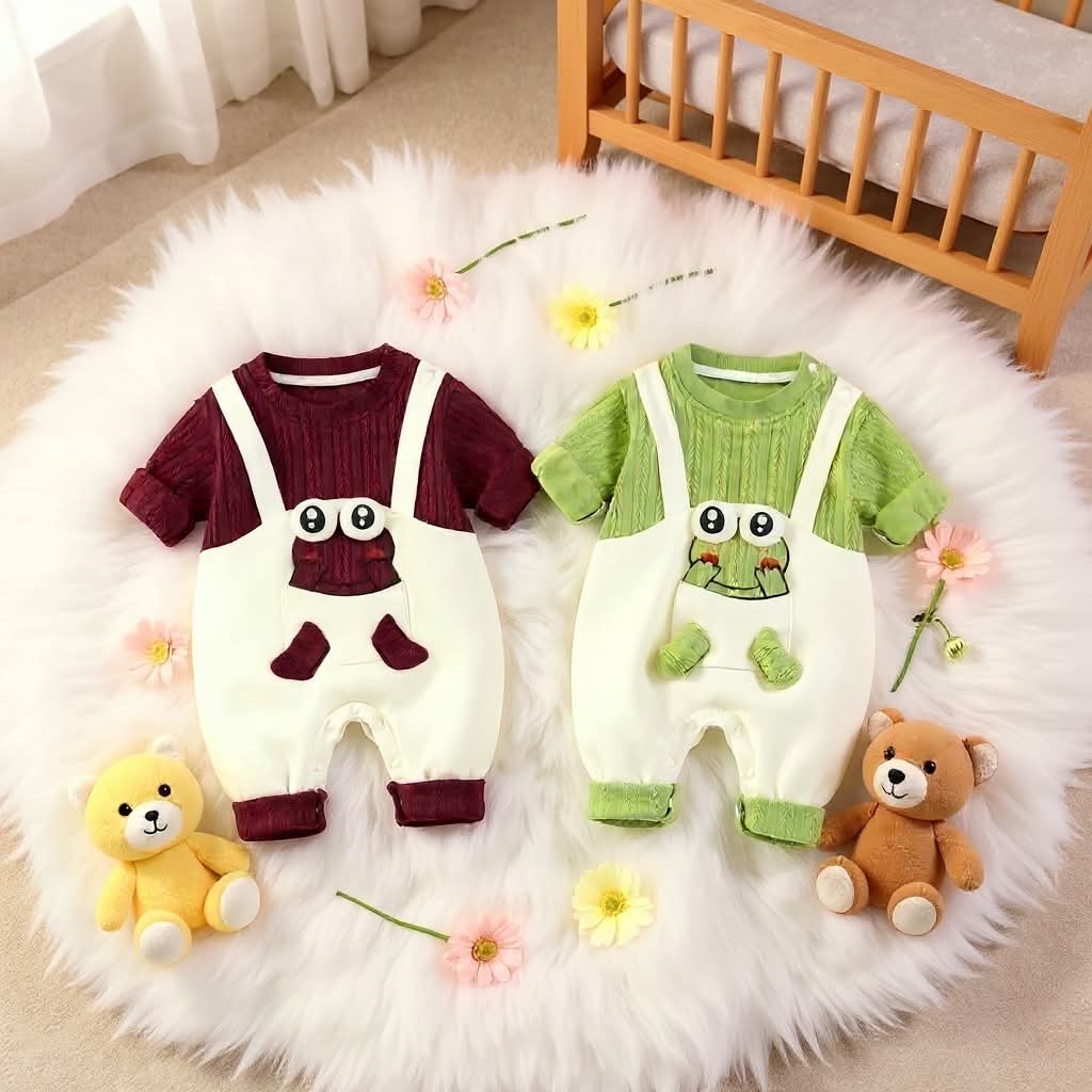Little Frog Summer Baby Romper – Cute Green Cotton Outfit for Babies 🐸☀️