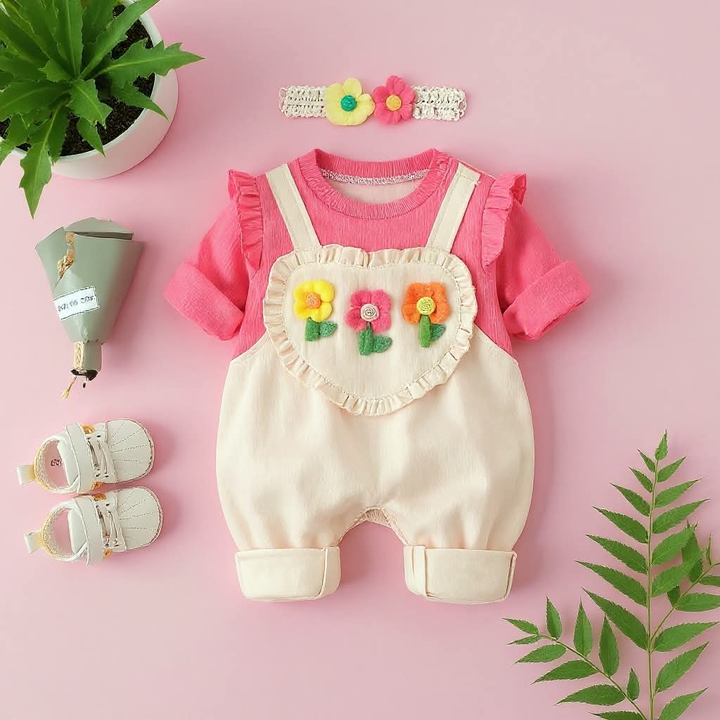 Rani Pink Baby Romper Set – Cute Floral Summer Outfit 👶🌺