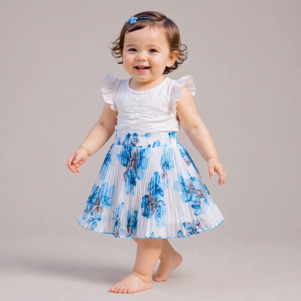 Baby Girls Georgette Skirt – Only Single Piece | Elastic Waist | Soft Inner Astar | Stylish Printed Designer Skirt (6 Months to 5 Years)