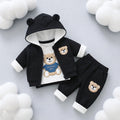 🧸 Cute Bear Hoodie 3-Piece Baby Clothing Set | Soft Cotton Blend Jacket, T-Shirt & Jogger Pant | Premium Kids Outfit | Unisex | All Season Wear (0-5 Years)