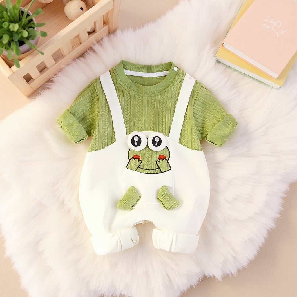 Little Frog Summer Baby Romper – Cute Green Cotton Outfit for Babies 🐸☀️