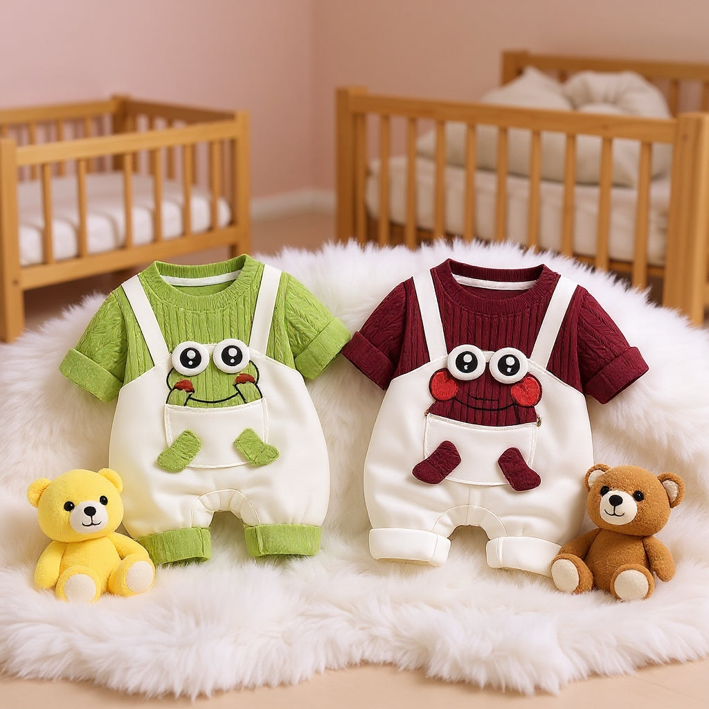 Little Frog Summer Baby Romper – Cute Green Cotton Outfit for Babies 🐸☀️ (C