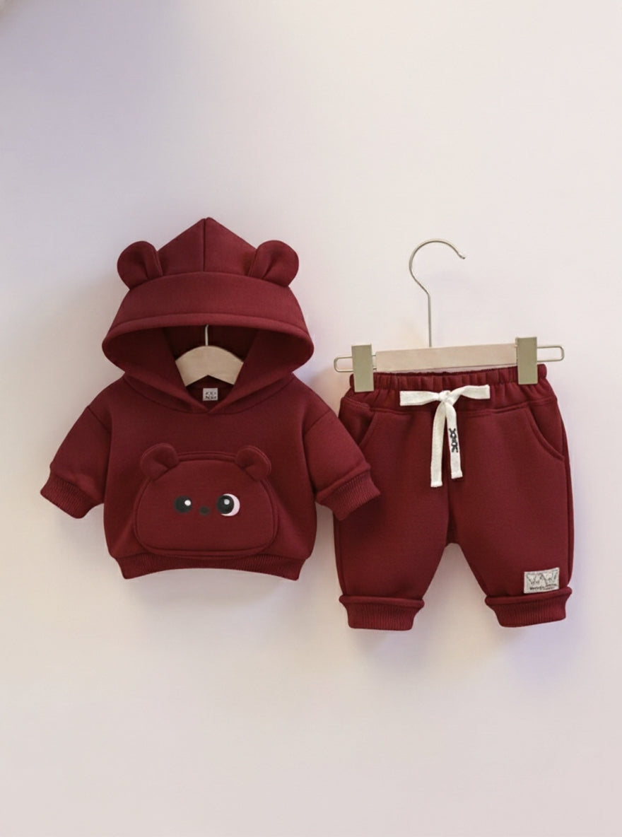 Little Cub Comfort: Premium Bear Hoodie & Jogger Set