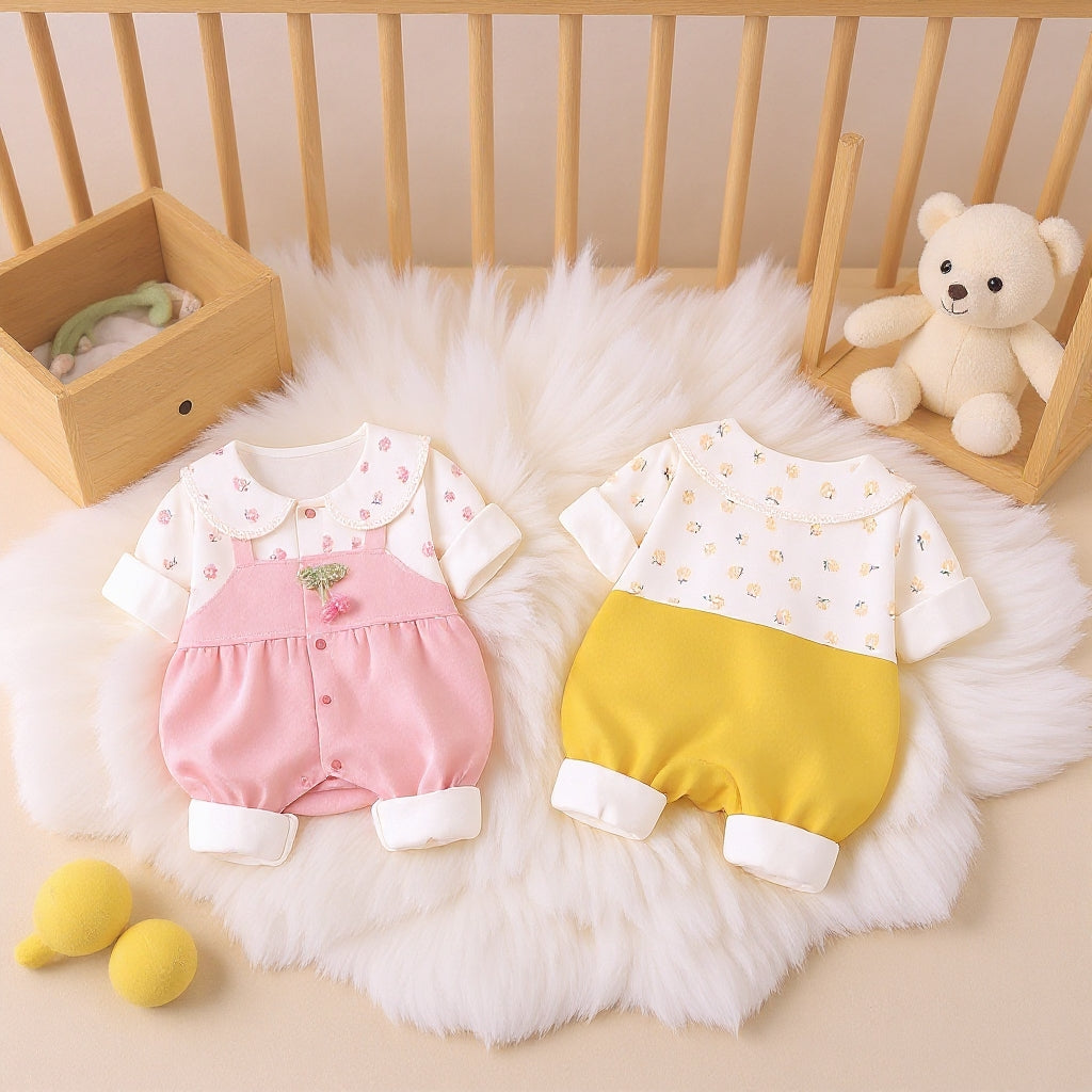 Cute Summer Baby Romper Set – Soft Cotton Floral & Pink Outfit 🌼