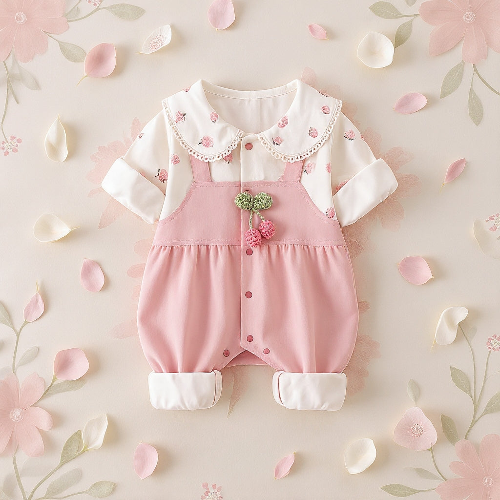 Cute Summer Baby Romper Set – Soft Cotton Floral & Pink Outfit 🌼
