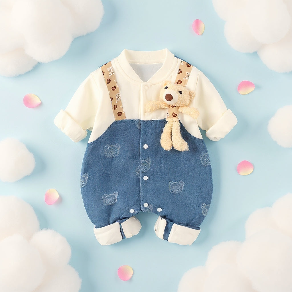 Teddy Buddy Summer Baby Romper – Cute Bear Cotton Outfit for Babies 🧸☀️