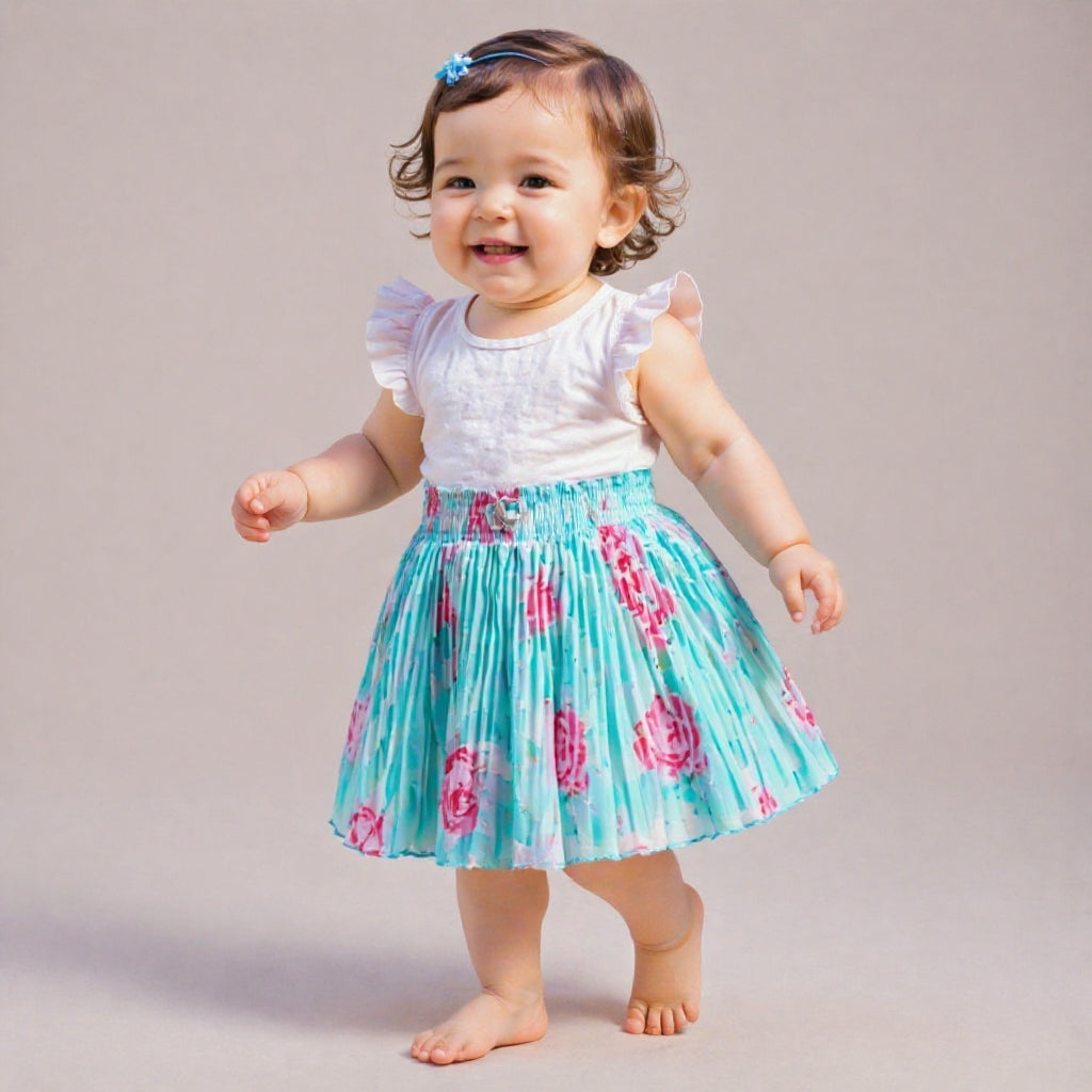 Baby Girls Georgette Skirt – Only Single Piece | 6 Months to 5 Years | Soft Inner Astar | Stylish Printed Designer Skirt
