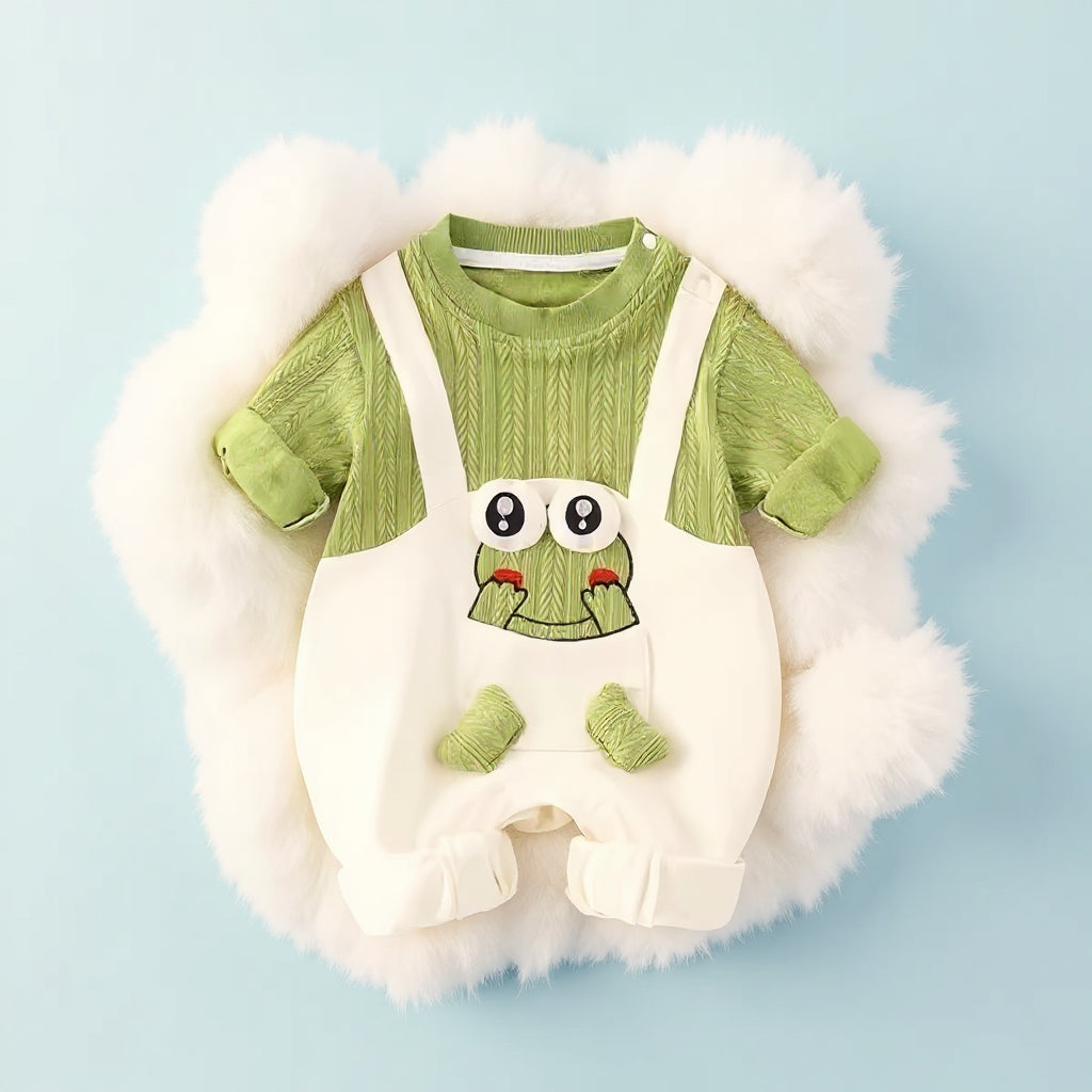 Little Frog Summer Baby Romper – Cute Green Cotton Outfit for Babies 🐸☀️