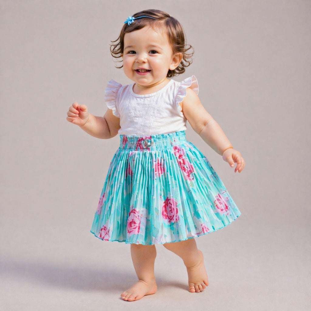 Baby Girls Georgette Skirt – Only Single Piece | 6 Months to 5 Years | Soft Inner Astar | Stylish Printed Designer Skirt
