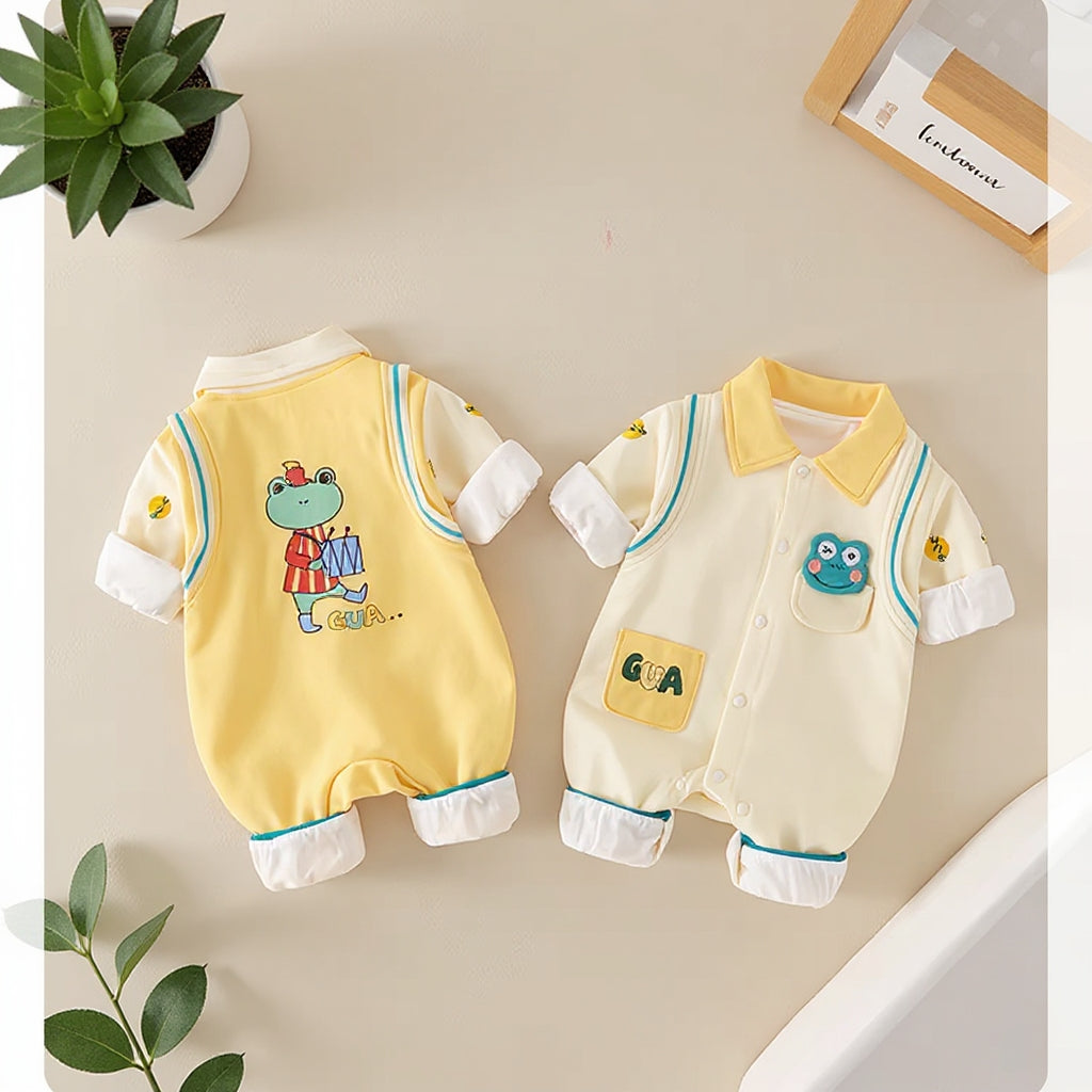 🐸 Cute  Baby Romper – Soft Cotton Jumpsuit 👶✨