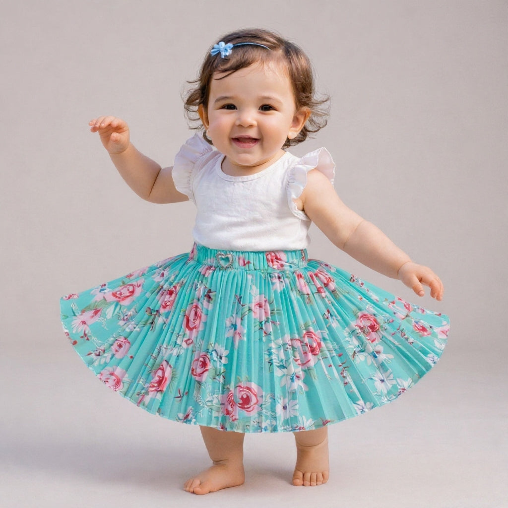 Baby Girls Floral Pleated Skirt (Single Piece Only - Skirt)