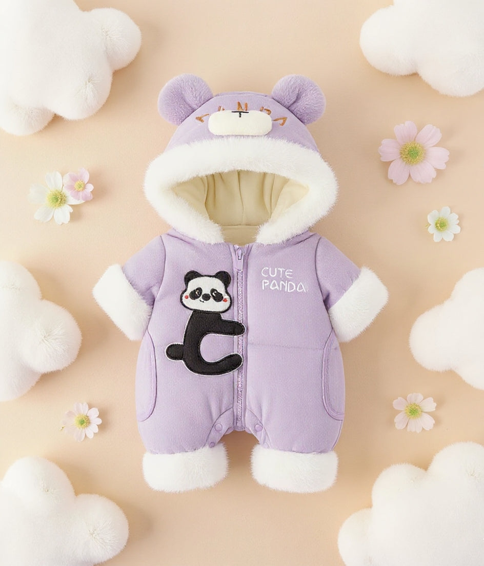 Premium 1-Piece "Cute Panda" Hooded Romper – Ultra-Soft All-Season Jumpsuit for Babies!
