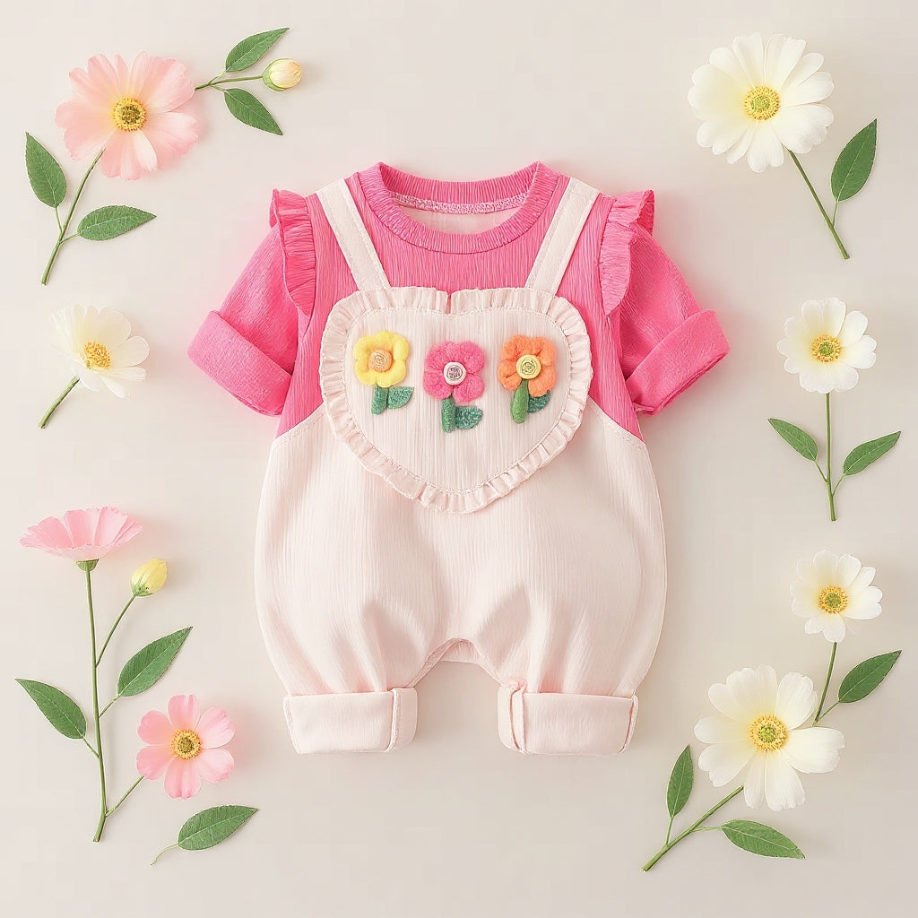 Rani Pink Baby Romper Set – Cute Floral Summer Outfit 👶🌺