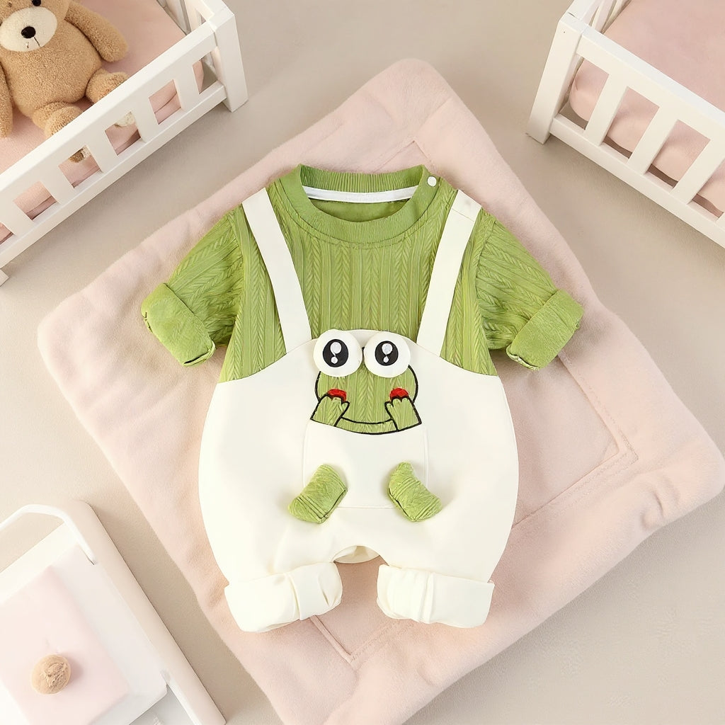 Little Frog Summer Baby Romper – Cute Green Cotton Outfit for Babies 🐸☀️