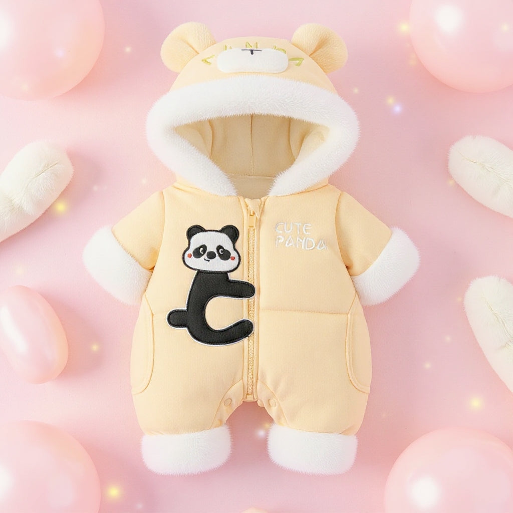 Premium 1-Piece "Cute Panda" Hooded Romper – Ultra-Soft All-Season Jumpsuit for Babies!