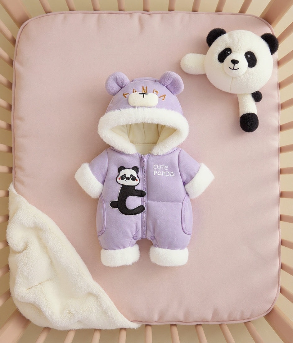 Premium 1-Piece "Cute Panda" Hooded Romper – Ultra-Soft All-Season Jumpsuit for Babies!