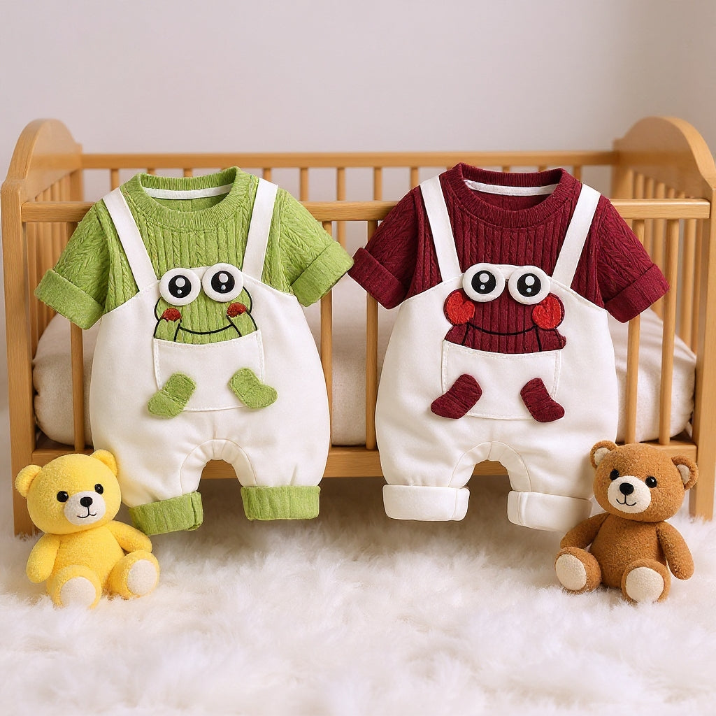 Little Frog Summer Baby Romper – Cute Green Cotton Outfit for Babies 🐸☀️ (C