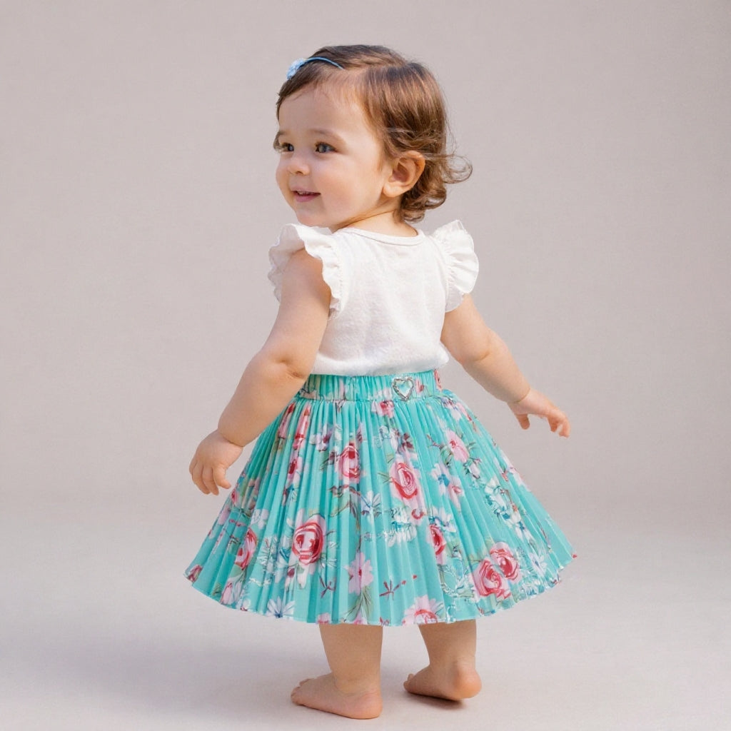 Baby Girls Floral Pleated Skirt (Single Piece Only - Skirt)