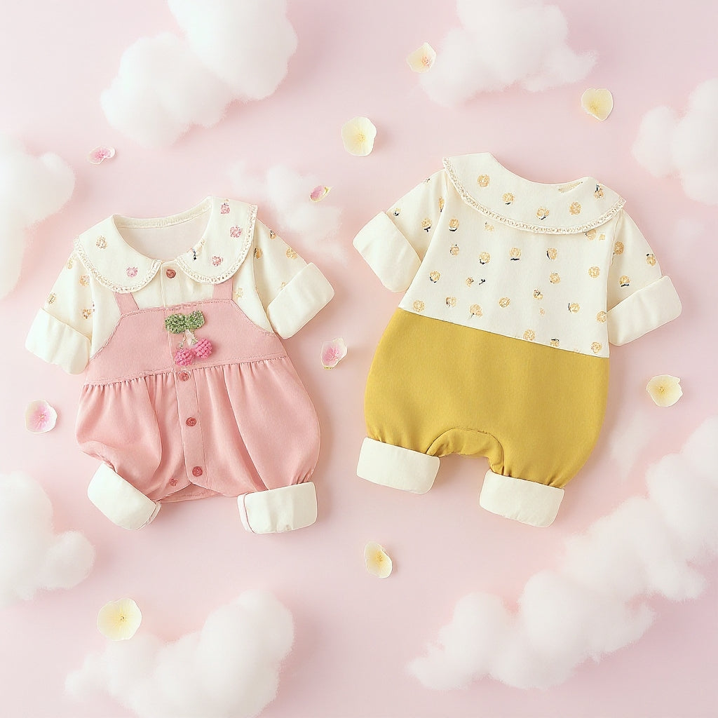 Cute Summer Baby Romper Set – Soft Cotton Floral & Pink Outfit 🌼