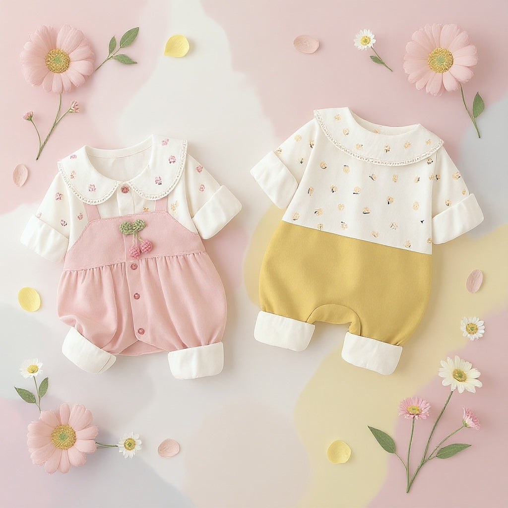 Cute Summer Baby Romper Set – Soft Cotton Floral & Pink Outfit 🌼
