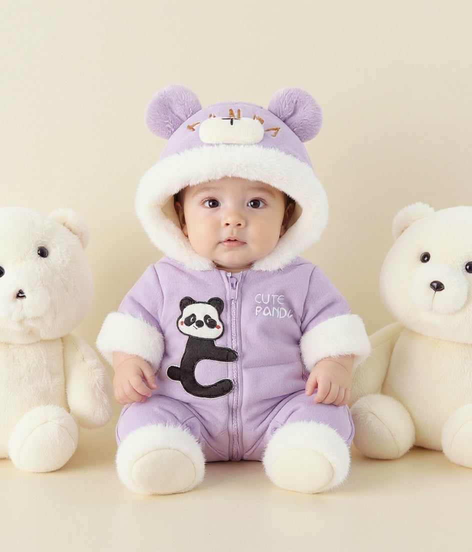 Premium 1-Piece "Cute Panda" Hooded Romper – Ultra-Soft All-Season Jumpsuit for Babies!