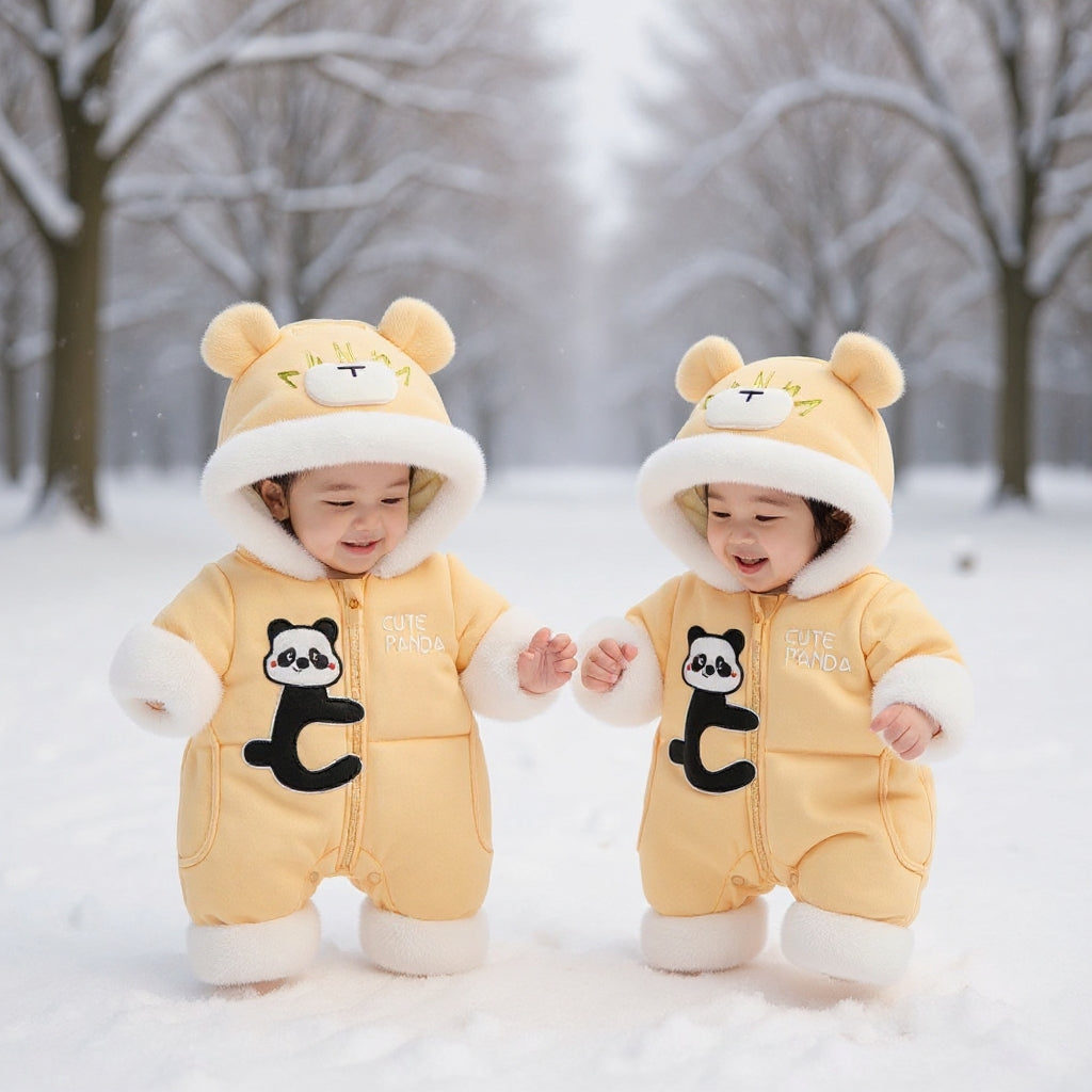 Premium 1-Piece "Cute Panda" Hooded Romper – Ultra-Soft All-Season Jumpsuit for Babies!