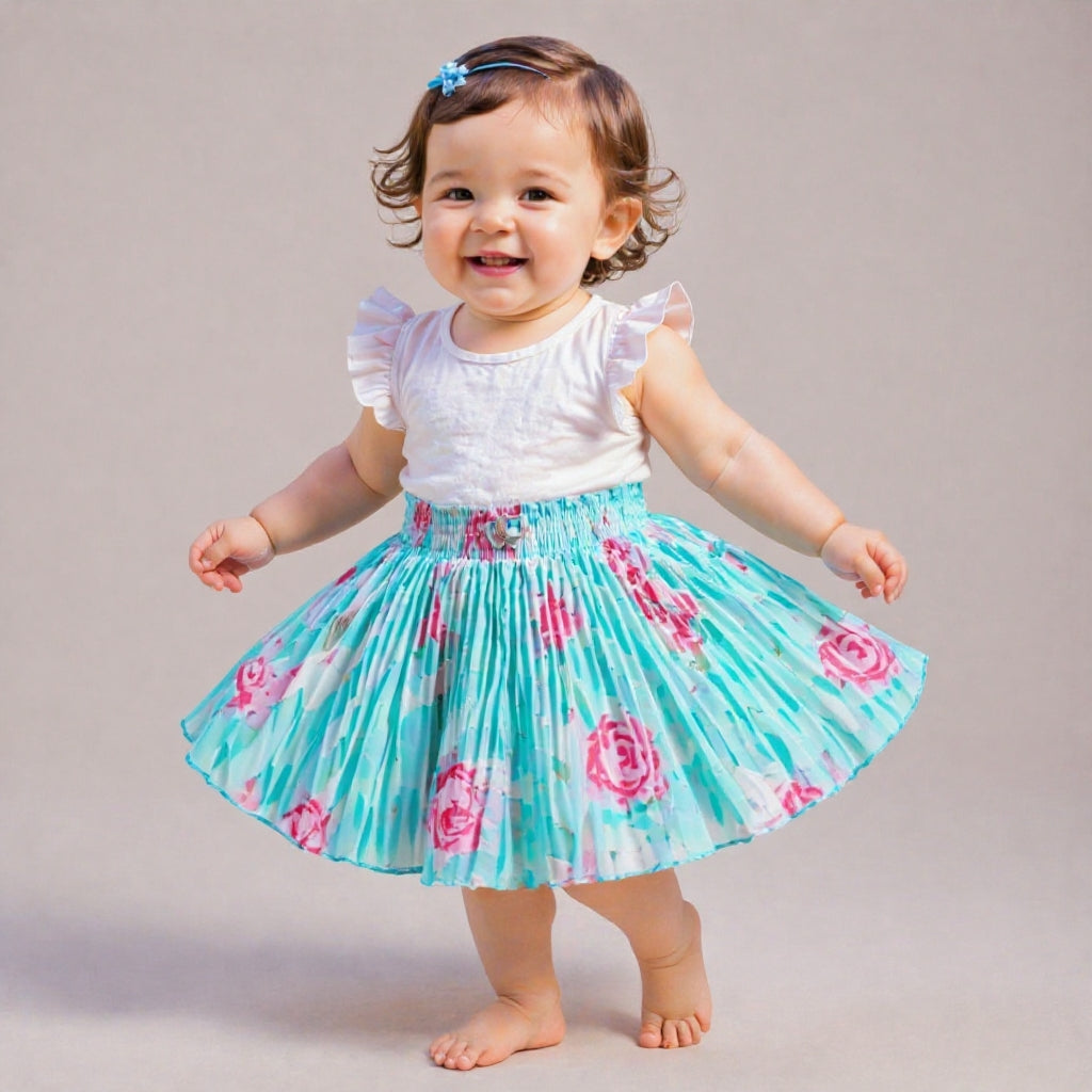 Baby Girls Georgette Skirt – Only Single Piece | 6 Months to 5 Years | Soft Inner Astar | Stylish Printed Designer Skirt