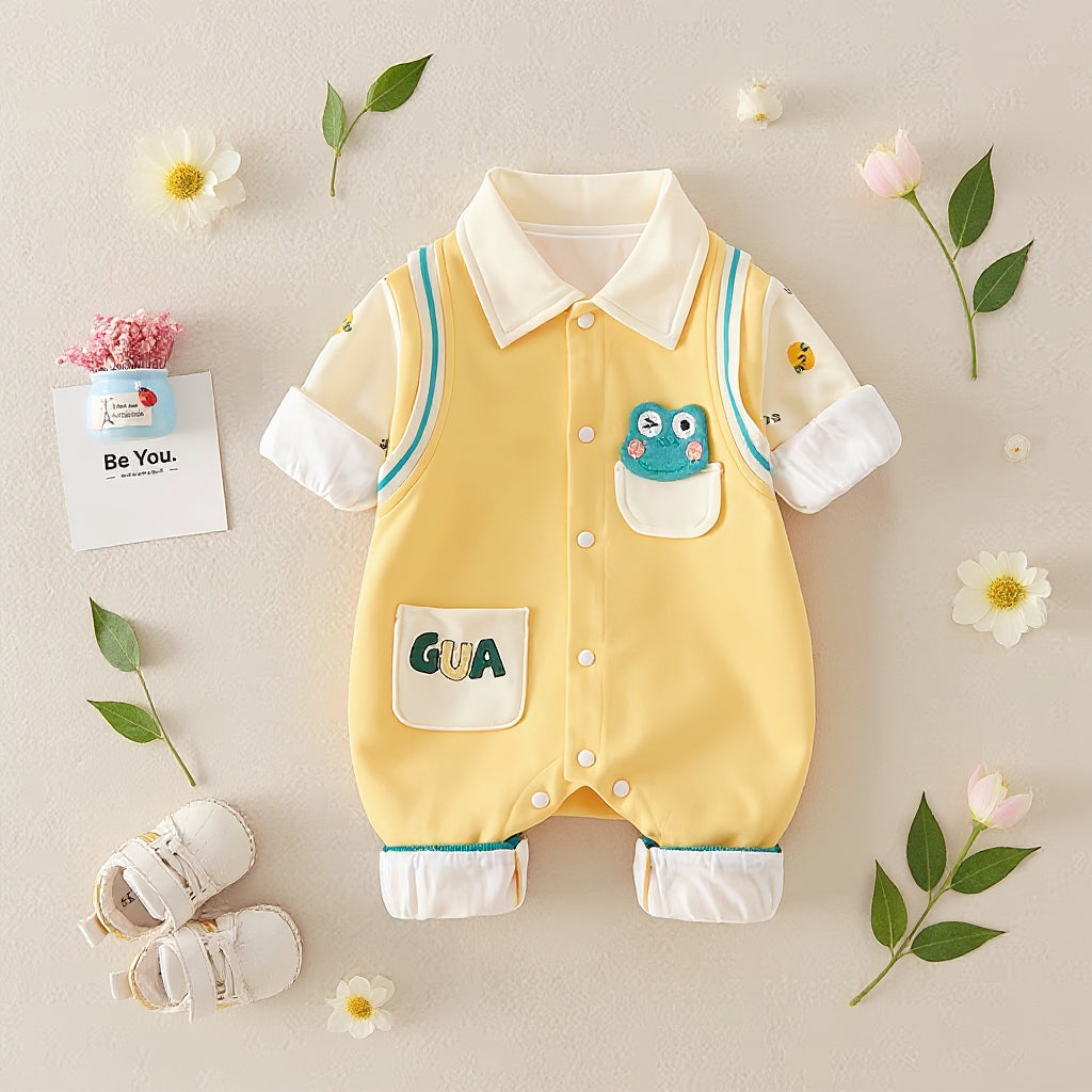 🐸 Cute  Baby Romper – Soft Cotton Jumpsuit 👶✨