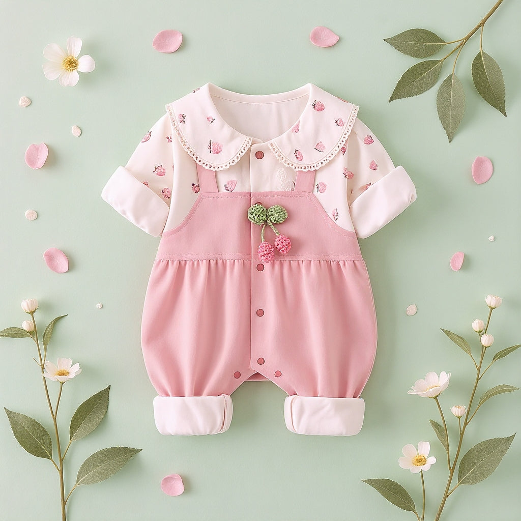 Cute Summer Baby Romper Set – Soft Cotton Floral & Pink Outfit 🌼