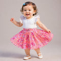 Baby Girls Pink Floral Pleated Skirt | Soft Elastic Waist | Cute Stylish Single Piece Skirt
