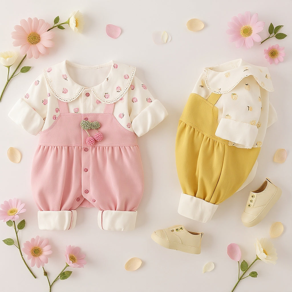 Cute Summer Baby Romper Set – Soft Cotton Floral & Pink Outfit 🌼