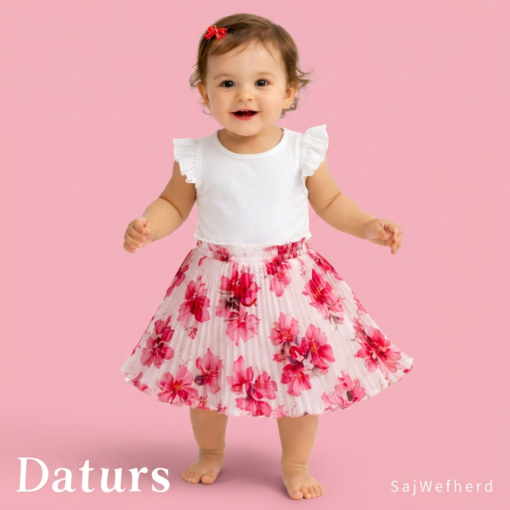 Baby Girls Pink Floral Skirt – Single Piece Only | Cute Pleated Skirt for 1–4 Years