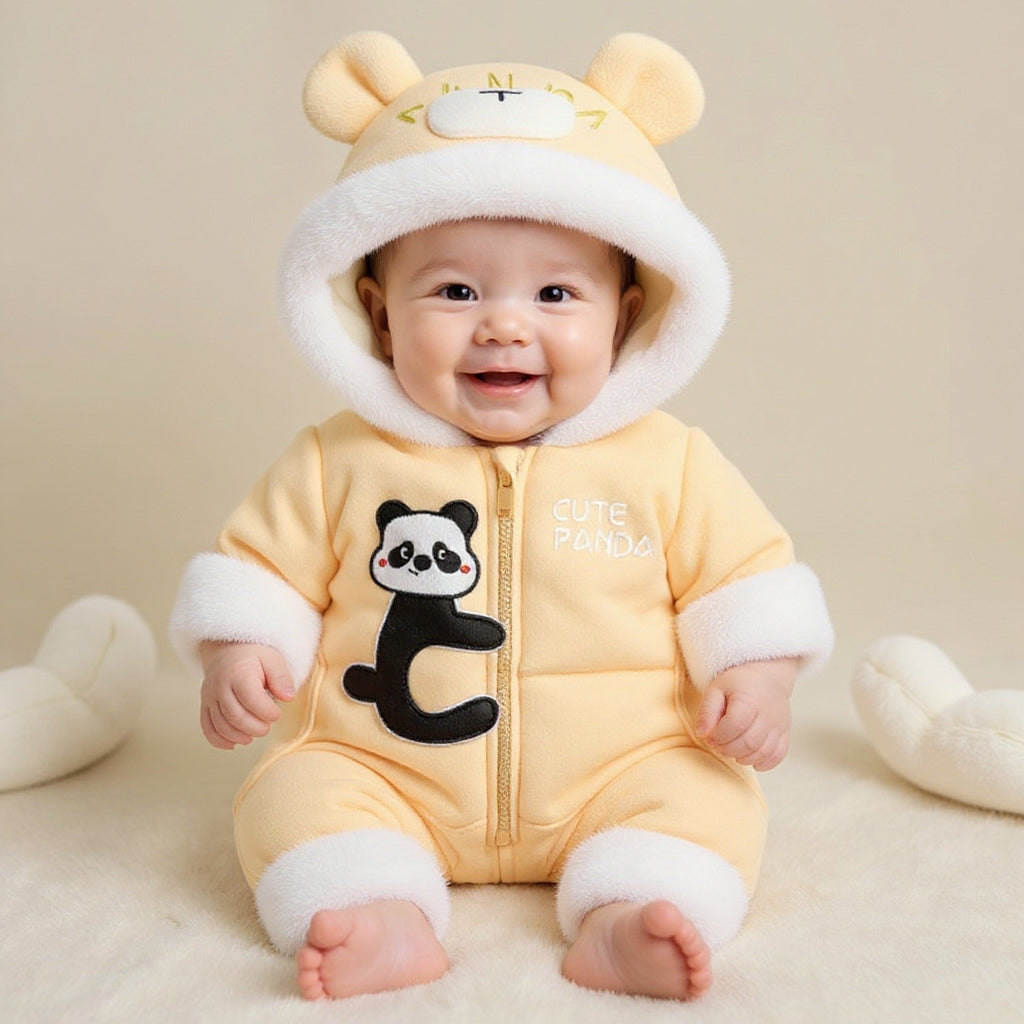 Premium 1-Piece "Cute Panda" Hooded Romper – Ultra-Soft All-Season Jumpsuit for Babies!