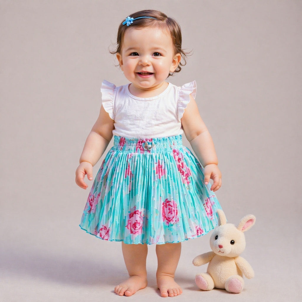 Baby Girls Georgette Skirt – Only Single Piece | 6 Months to 5 Years | Soft Inner Astar | Stylish Printed Designer Skirt