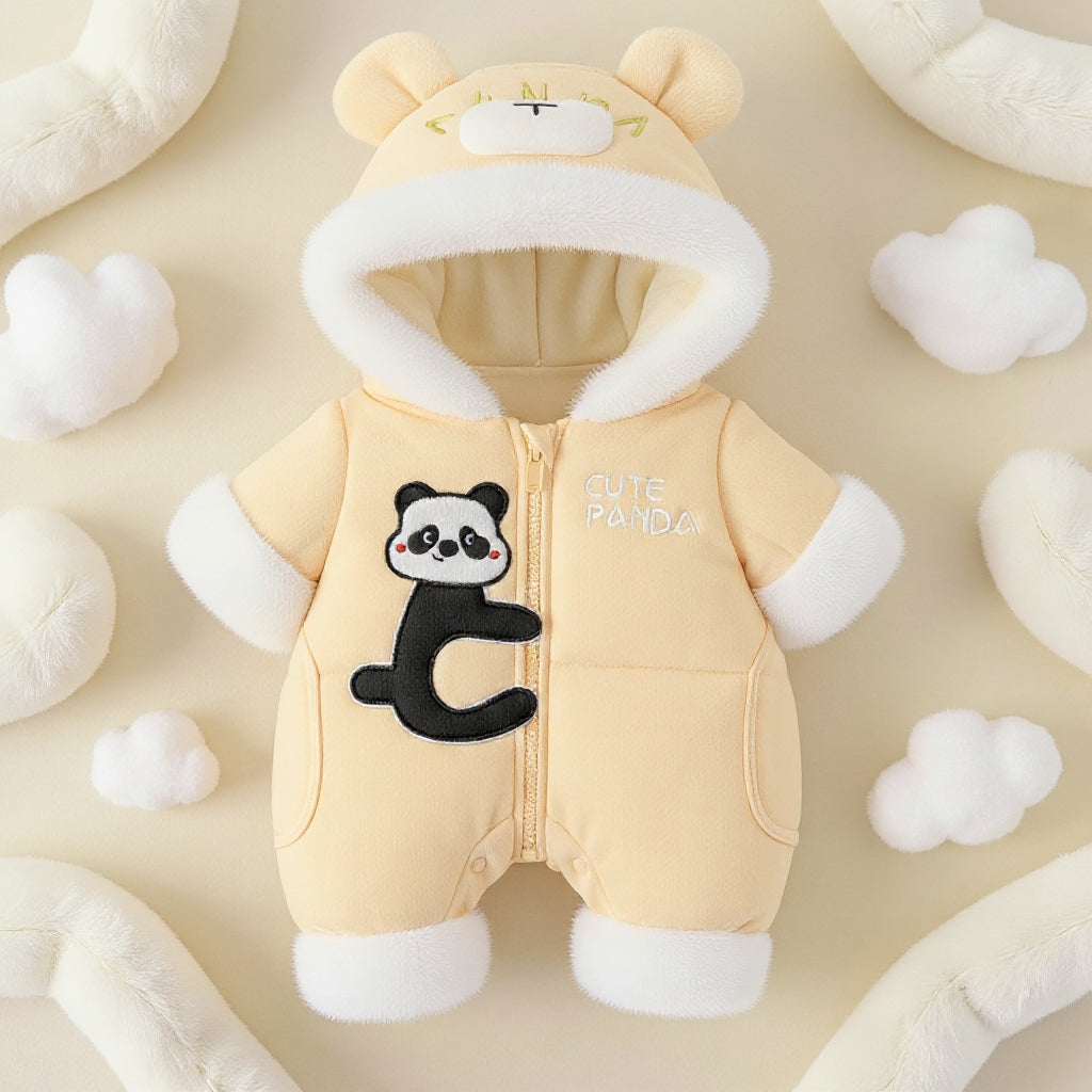 Premium 1-Piece "Cute Panda" Hooded Romper – Ultra-Soft All-Season Jumpsuit for Babies!