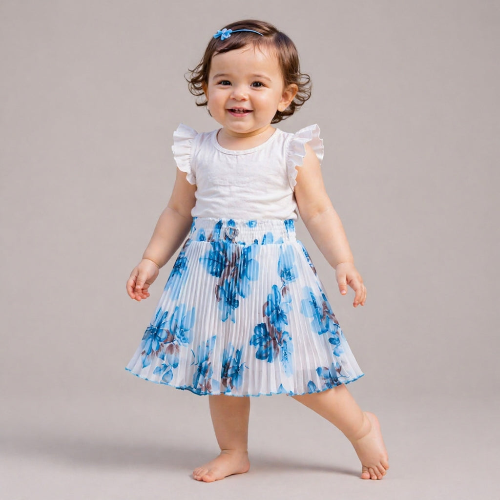 Baby Girls Georgette Skirt – Only Single Piece | Elastic Waist | Soft Inner Astar | Stylish Printed Designer Skirt (6 Months to 5 Years)