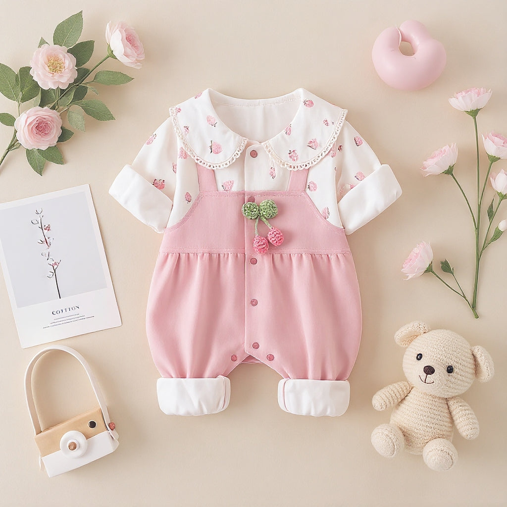 Cute Summer Baby Romper Set – Soft Cotton Floral & Pink Outfit 🌼