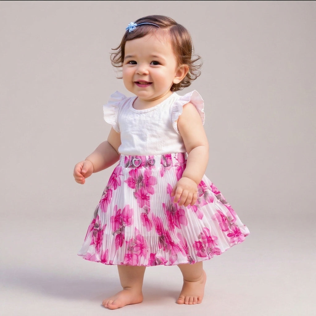 Premium Baby Girls Floral Pleated Skirt (Soft & Comfortable)