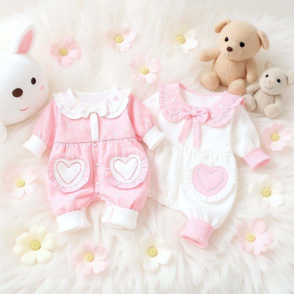 Cute Heart Baby Romper Set – Summer Soft Cotton Outfit 💖🌸