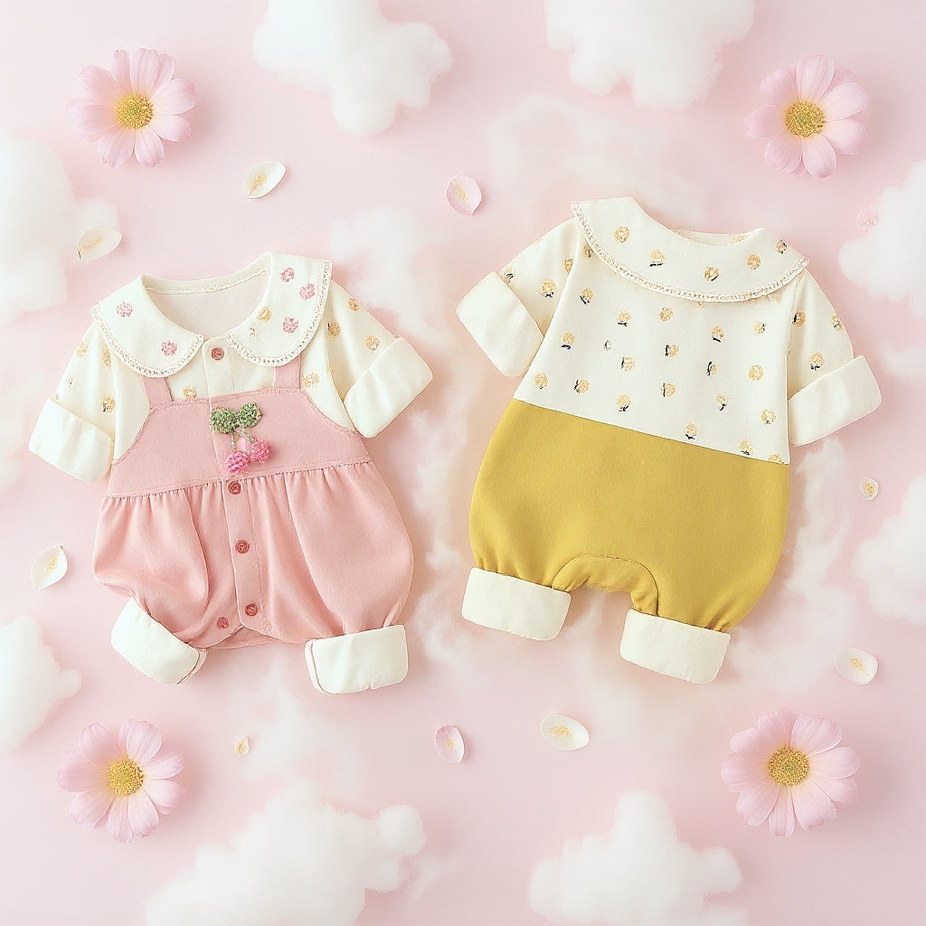 Cute Summer Baby Romper Set – Soft Cotton Floral & Pink Outfit 🌼