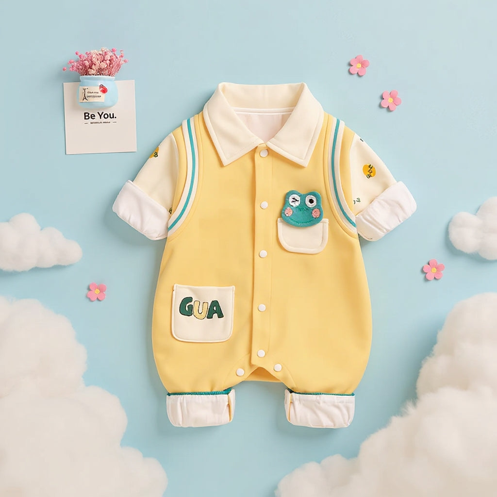 🐸 Cute  Baby Romper – Soft Cotton Jumpsuit 👶✨