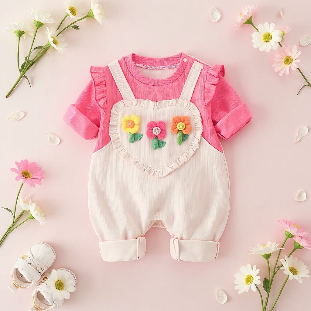 Rani Pink Baby Romper Set – Cute Floral Summer Outfit 👶🌺