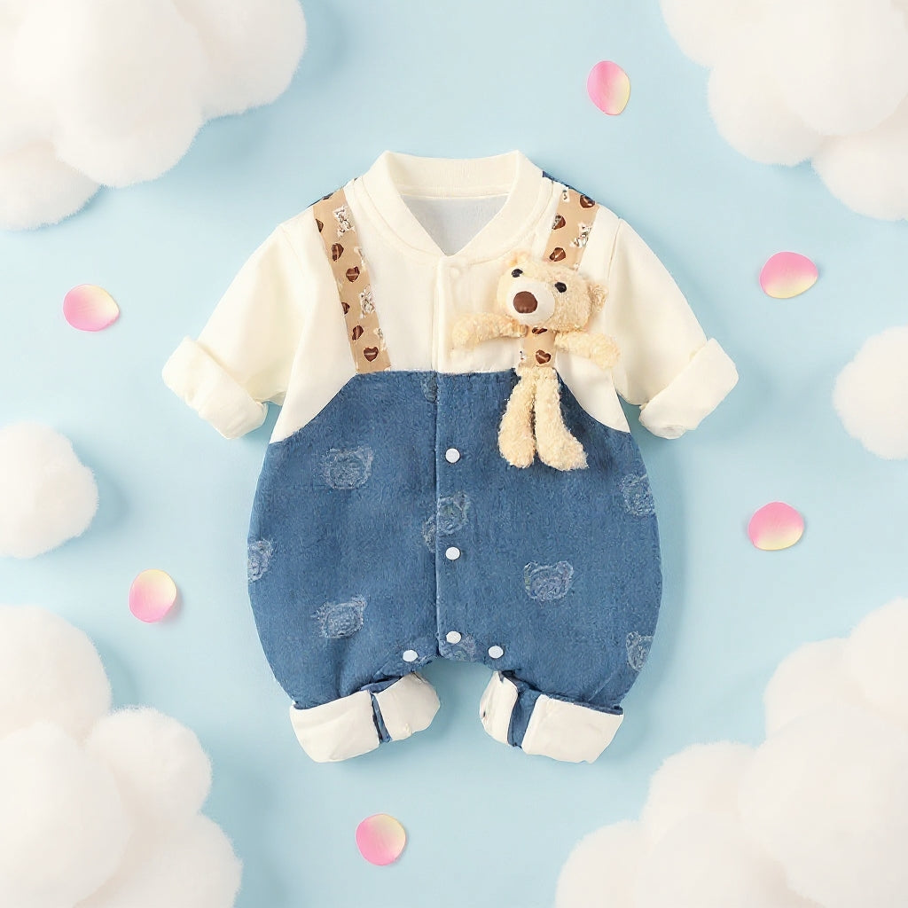 Teddy Buddy Summer Baby Romper – Cute Bear Cotton Outfit for Babies 🧸☀️