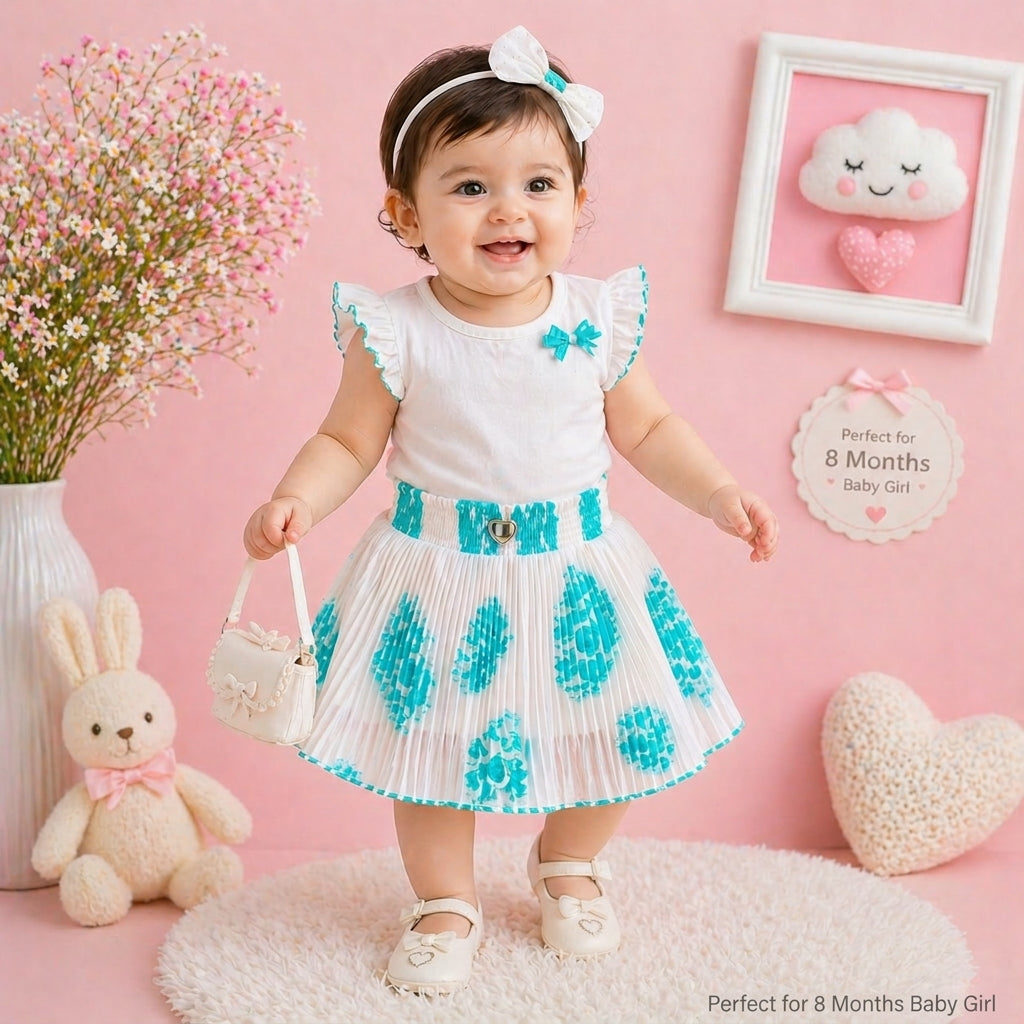 Baby Girl Single Piece Georgette Skirt | Soft Pleated Designer Skirt (6 Months to 5 Years)