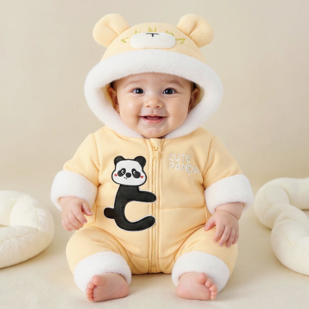 Premium 1-Piece "Cute Panda" Hooded Romper – Ultra-Soft All-Season Jumpsuit for Babies!