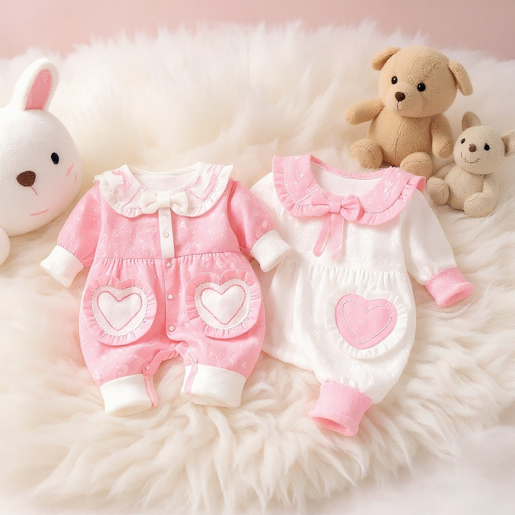 Cute Heart Baby Romper Set – Summer Soft Cotton Outfit 💖🌸